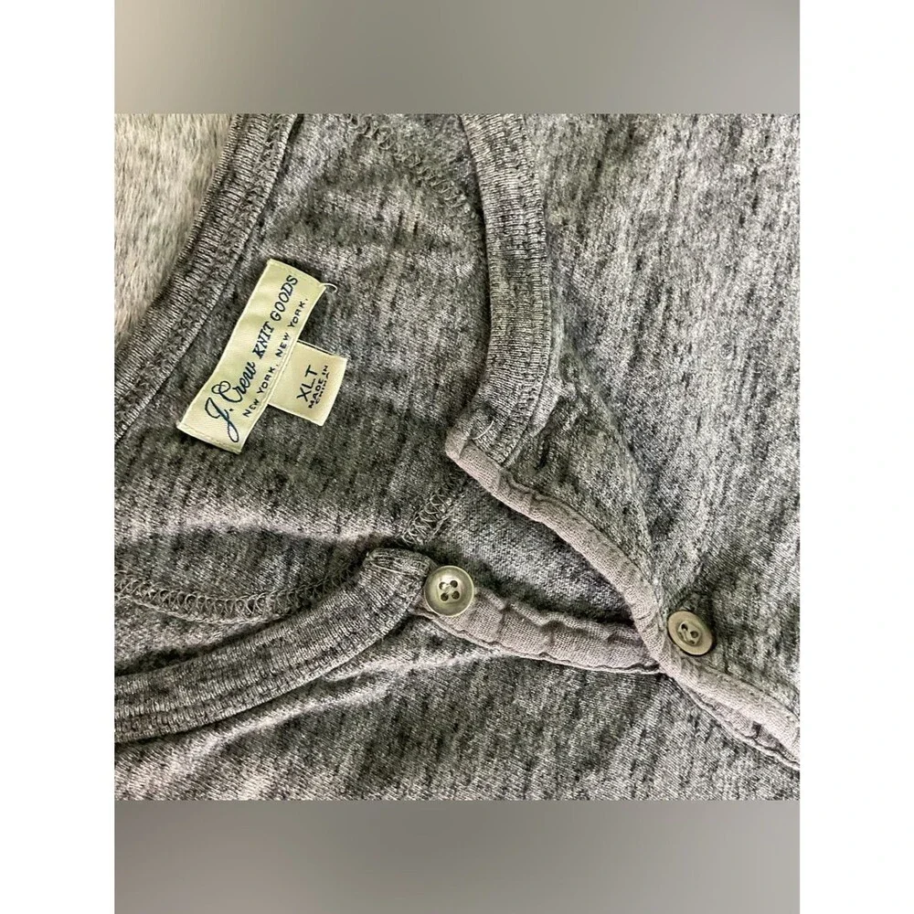 J. Crew Men's Long Sleeve Henley Heather Gray Size XLT